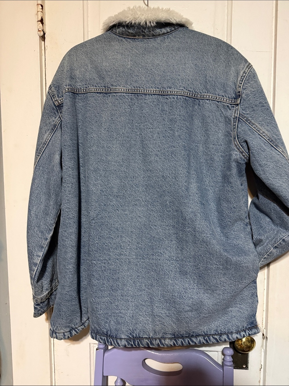 Old Navy Light Blue Denim Sherpa-Lined Jacket - Picture 12 of 13